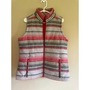 Cruel Denim Mens Striped Full Zip Vest Red Grey Black CWV7091003 MUL Size L NWT